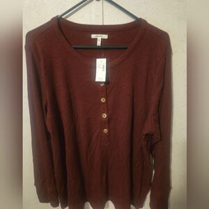 Maurices burgundy henley long sleeve NWT 2X